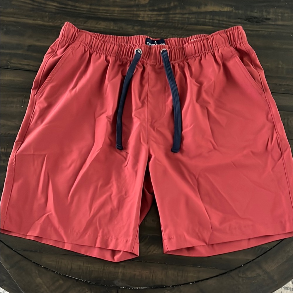Tailor Vintage Salmon Shorts with Dark Blue Drawstring